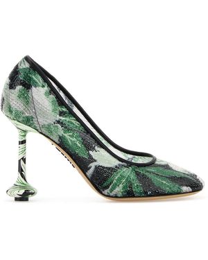 Loewe Embellished Mesh Toy Pumps - Green