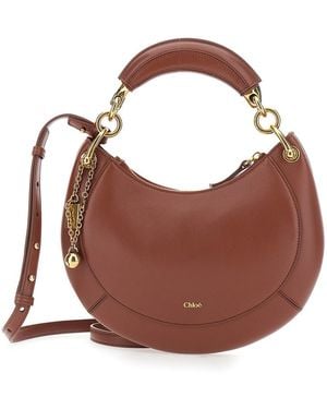 Chloé Chloé 'Banana' Handbag With Adjustable And Removable Shoulder Strap And Logo Charm On The Front - Brown