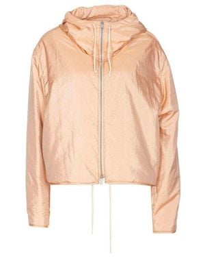Jil Sander Blend Silk Zip-Up Hooded Jacket - Pink