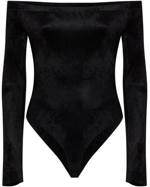 Alaïa Velvet Off-The-Shoulder Bodysuit - Black