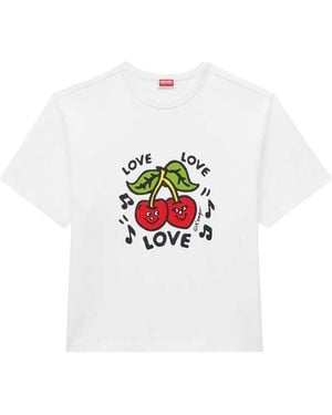KENZO Sounds' Embroidered Oversized Cotton T-Shirt - White