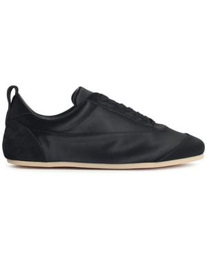 Jil Sander Etage' Satin Sneakers With Suede Trim - Black