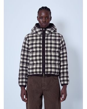Moncler Abstraction Hooded Wool Blend Short Down Jacket - Blue