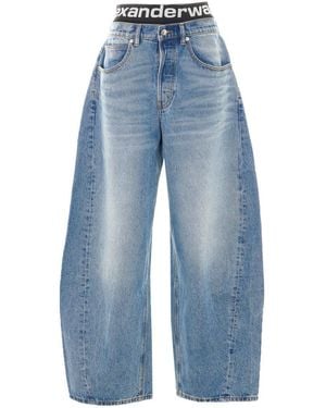 Alexander Wang Blow-Up Jeans With Logo Bike Short Waistband - Blue