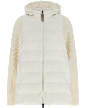 Brunello Cucinelli 'Shiny Zipper Pull' Down Jacket - White