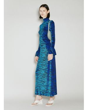 Rabanne Rabanne Velvet Zebra Print Skirt - Blue