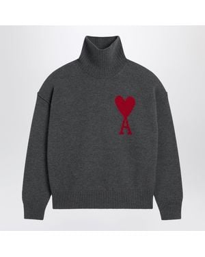 Ami Paris Ami De Coeur Sweater - Gray