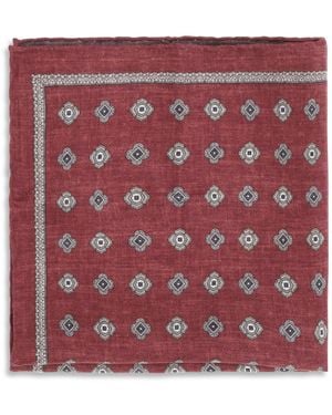 Brunello Cucinelli Jacquard Silk Pocket Square Lava - Red