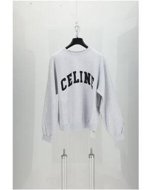 Celine Relaxed Sweatshirt Pale/ Cotton Sweater - Gray