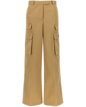 Versace Wide-Leg Cotton Gabardine Cargo Pants - Natural