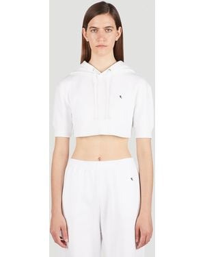 Raf Simons Cropped Hooded Sweatshirt - White
