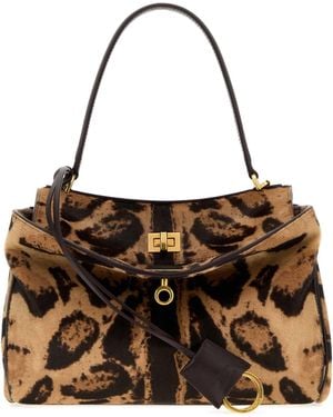 Balenciaga Printed Calf Hair Rodeo Handbag - Brown