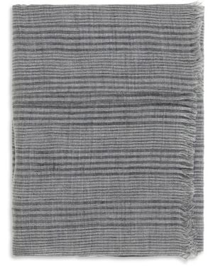 Brunello Cucinelli Linen Scarf With Lurex Details - Gray
