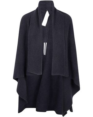 Rick Owens Knit Hooded Medium Wrap Cardigan - Blue