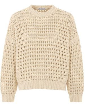 Brunello Cucinelli Wool And Cashmere Open-Knit Sweater - Natural