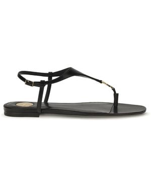 Saint Laurent Cassandre Leather Sandals - Black