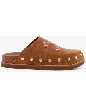 Celine Women's Pitea Suede Sandals Brown