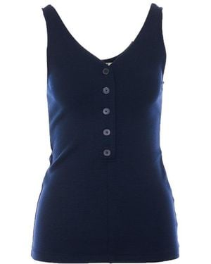 AURALEE Wool Stretch Tank Top - Blue
