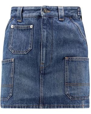 Givenchy Embroidered Patch Mini Skirt With Pockets - Blue