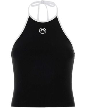 Marine Serre Moon Logo Bicolor Jersey Tank Top - Black