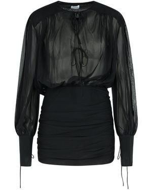 ANDAMANE 'Yulia' Silk Mini Dress - Black
