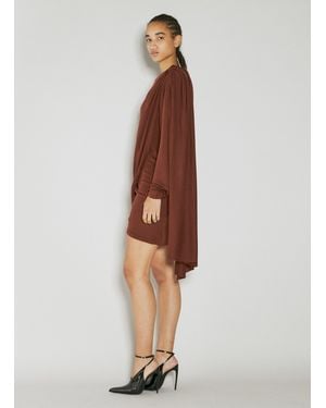 Saint Laurent Draped Wool Dress - Multicolor