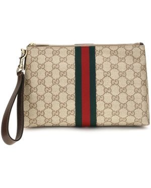 Gucci Small Gg Web Pouch - Natural
