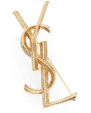 Saint Laurent Cassandre Snake Brooch - White