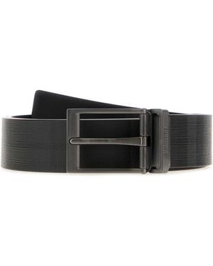 Burberry Printed Canvas Reversible Check Belt - Black