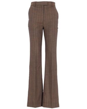 Ganni Pinstriped Wool Pants - Brown
