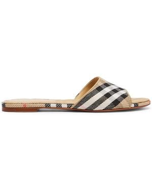 Burberry Sloane Check Slippers - White