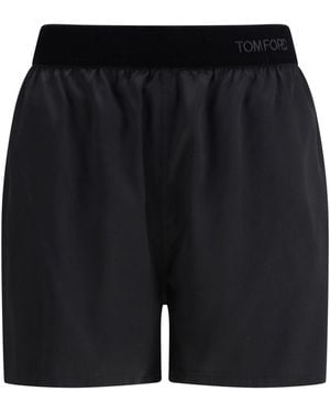 Tom Ford Stretch Silk Satin Pj Shorts - Black