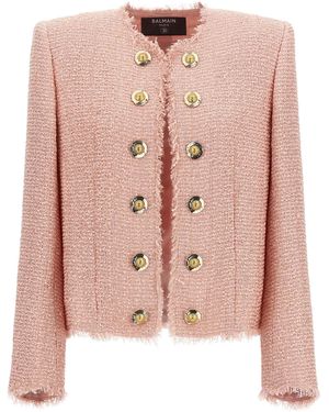Balmain Sequin Tweed Blazer - Pink