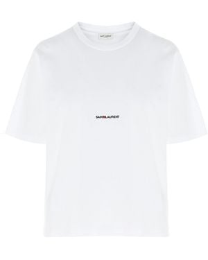Saint Laurent Logo-Print Crew-Neck T-Shirt - White