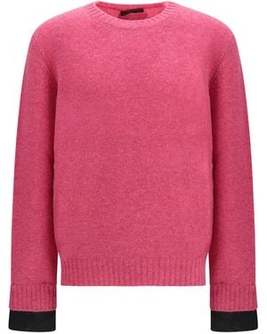 Prada Shetland Wool Crewneck Sweater - Pink
