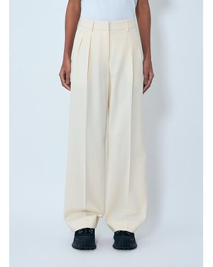 Moncler Cotton Gabardine Wide-Leg Tailoredâ Pants - White