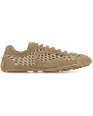 Prada Suede And Mesh Montecarlo Sneakers - Brown