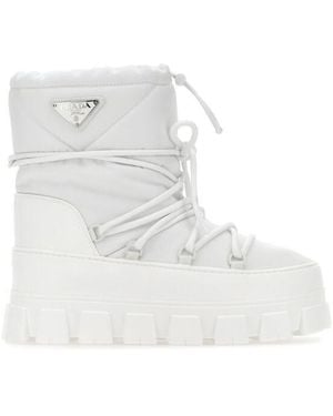 Prada Nylon Gabardine Après Ski Boots - White
