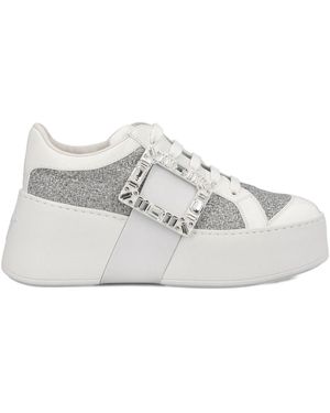 Roger Vivier Viv Skate High Strass Sneakers - White