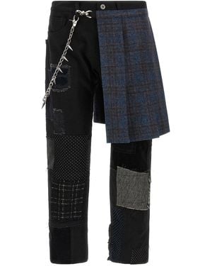 Junya Watanabe Patchwork Jeans With Kilt - Blue