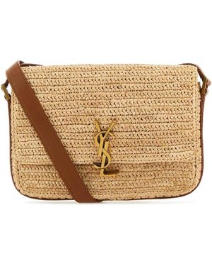 Saint Laurent Raffia Medium Solferino Crossbody Bag - Brown
