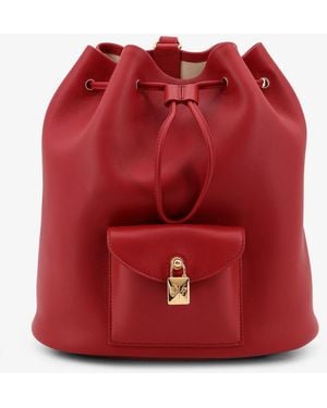 Loro Piana Extra Drawstring L27 Leather Backpack - Red