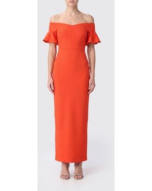 Solace London Long Slim Fit Sheath Dress With Straight Neckline - Red