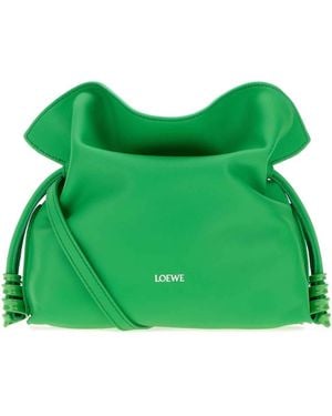 Loewe Grass Leather Mini Flamenco Clutch - Green
