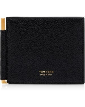Tom Ford Grained Leather Money Clip Wallet - Black