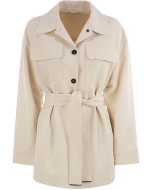 Brunello Cucinelli Viscose And Wool Safari Jacket - Natural