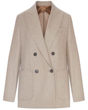 Max Mara Cashmere Foulé Blazer - Natural