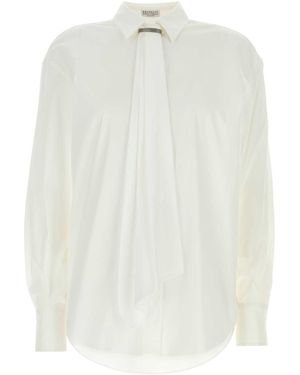 Brunello Cucinelli Stretch Poplin Shirt - White