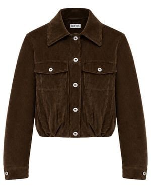 Loewe Cotton Corduroy Jacket With A Balloon Silhouette And Curved Sleeves - Brown