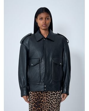 Saint Laurent Grained Leather Jacket - Blue